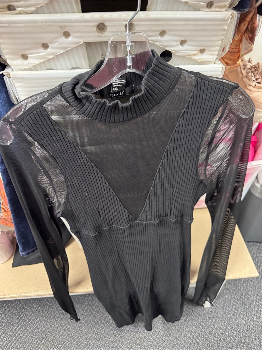 Forever 21 mesh ribbed dress L // 080263